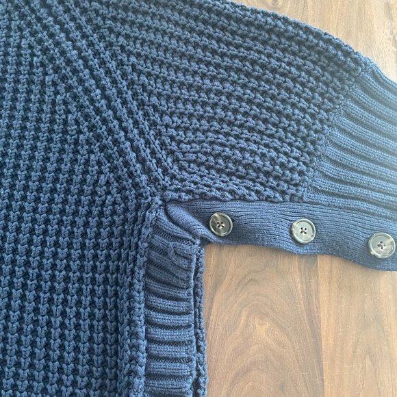 JCREW Chunky Knit Navy Poncho Sweater - Picture 2 of 6
